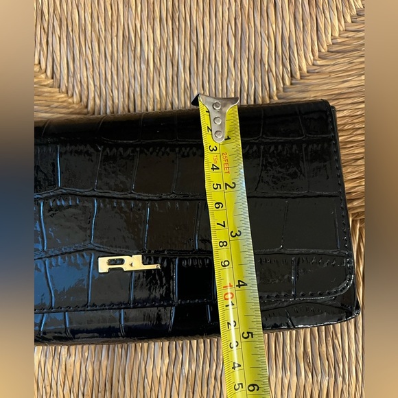 Ralph Lauren Patent Mock Croc Clutch Bag with Mirror and gold logo - Picture 10 of 12